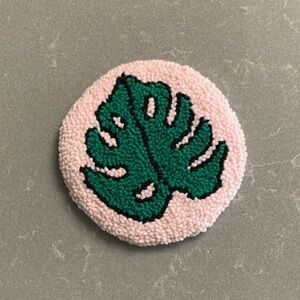 Handmade Mug Rug - Pink and Green Leaf